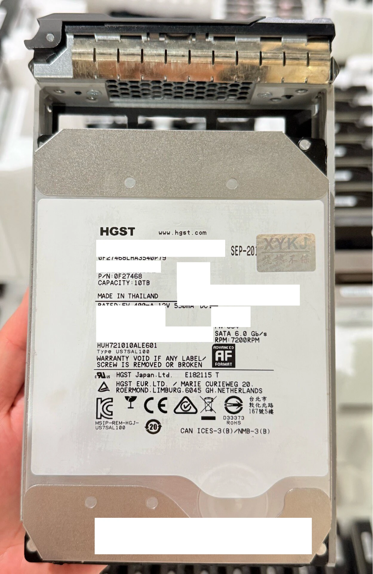 10TB SATA 3.5-inch 7.2K enterprise HDD real product photo