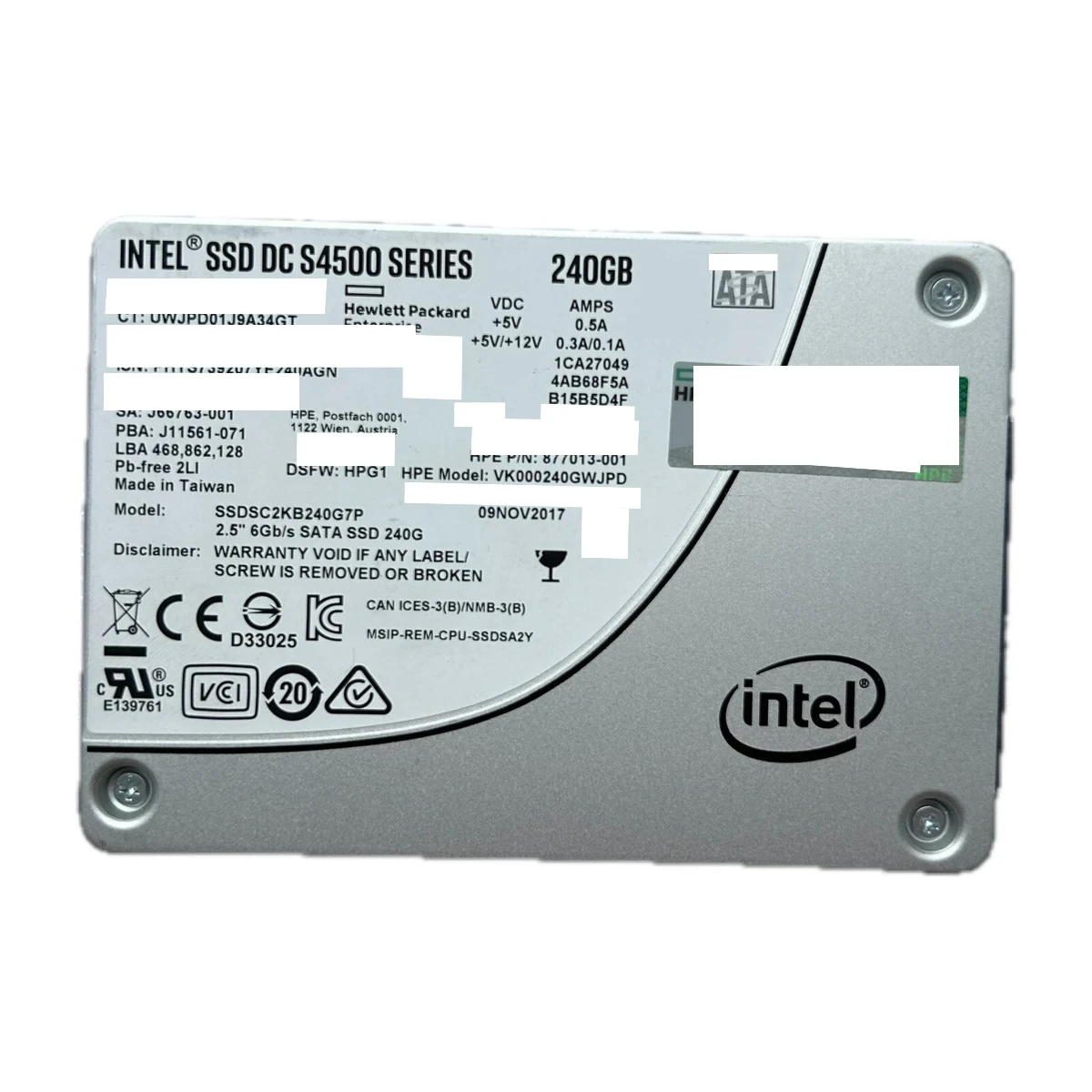 240GB SATA 2.5-inch read-intensive enterprise SSD real product photo