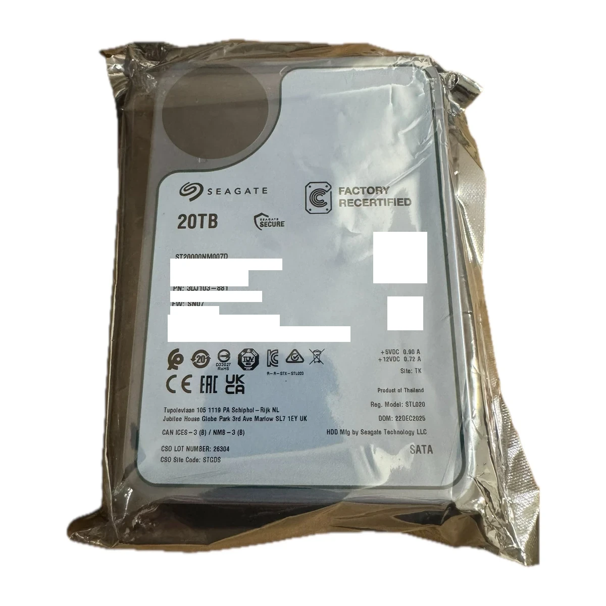 20TB SATA 3.5-inch 7.2K enterprise HDD real product photo