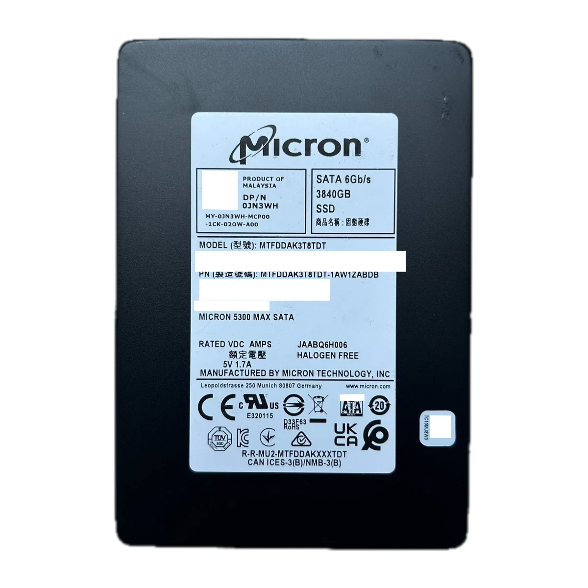 3.84TB SATA 2.5-inch read-intensive enterprise SSD real product photo