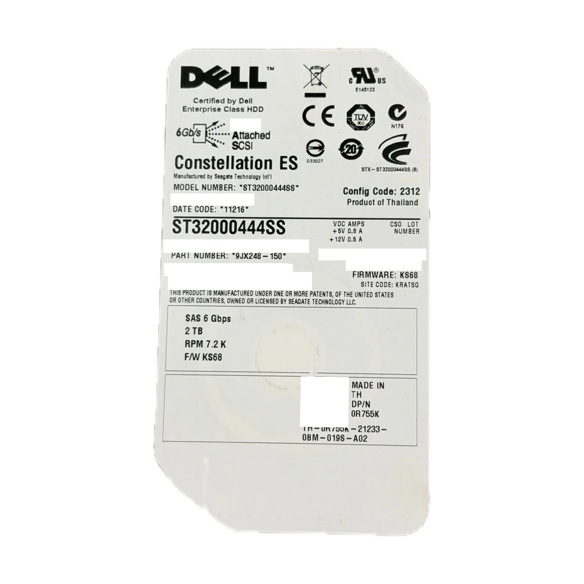 2TB SAS 3.5-inch 7.2K enterprise HDD real product photo