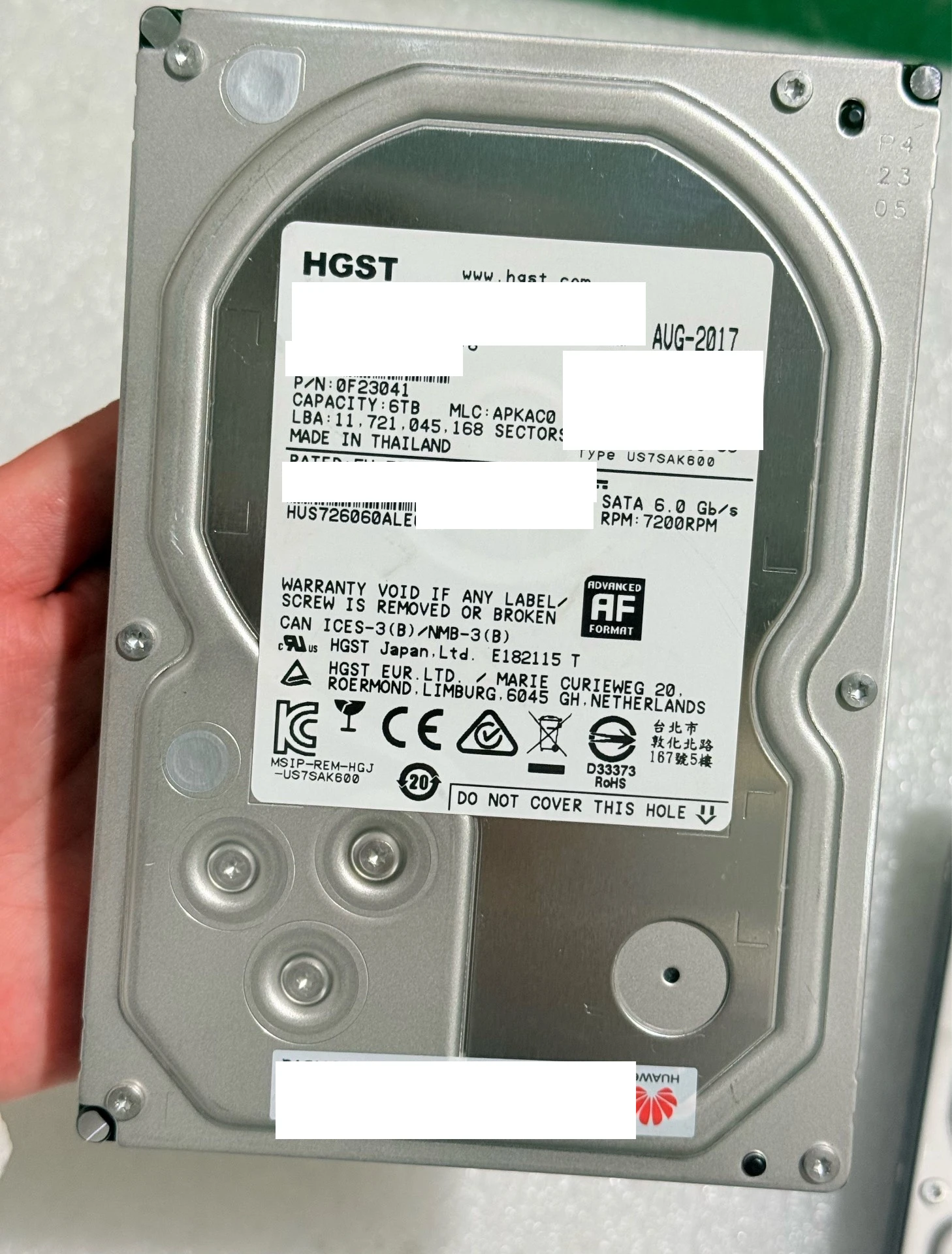 6TB SATA 3.5-inch 7.2K enterprise HDD real product photo